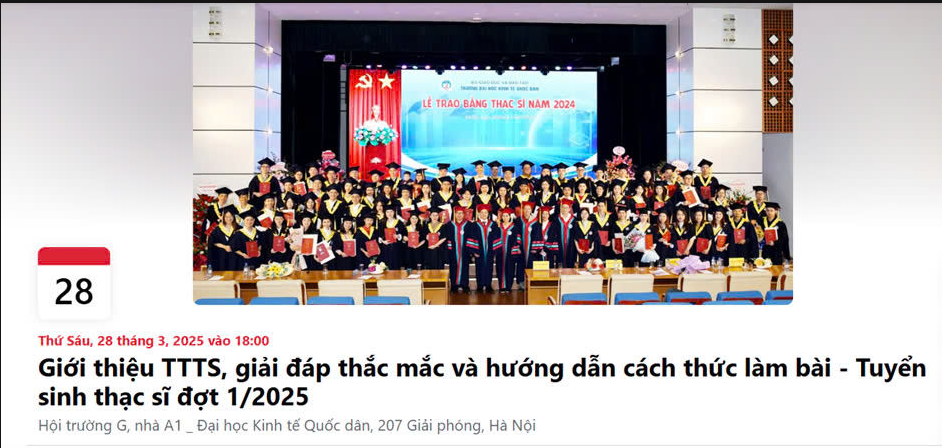 Thông báo: Điều chỉnh lịch Giới thiệu TTTS, tư vấn và hướng dẫn cách thức làm bài thi tuyển sinh Thạc sĩ đợt 2 năm 2025